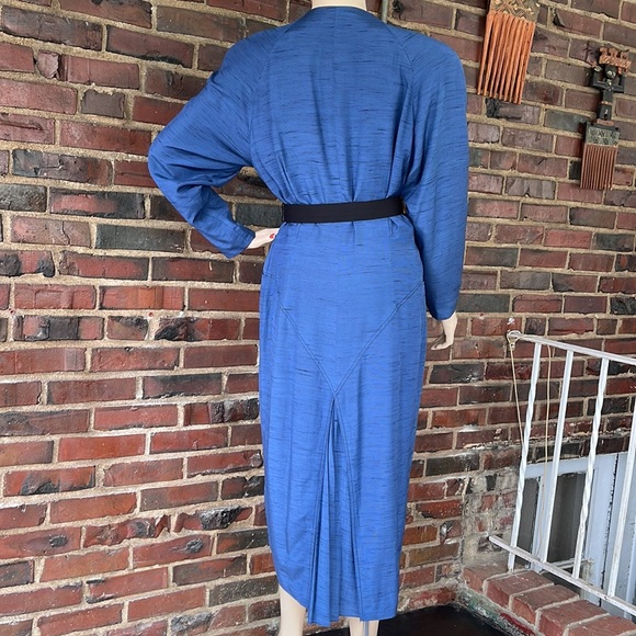 Vintage Tahari Blue Sleek Coat Dress - Picture 6 of 17